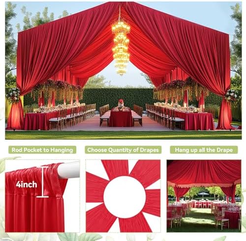 20ftx40ft Red Ceiling Curtain for Christmas Parties, alternate view 4