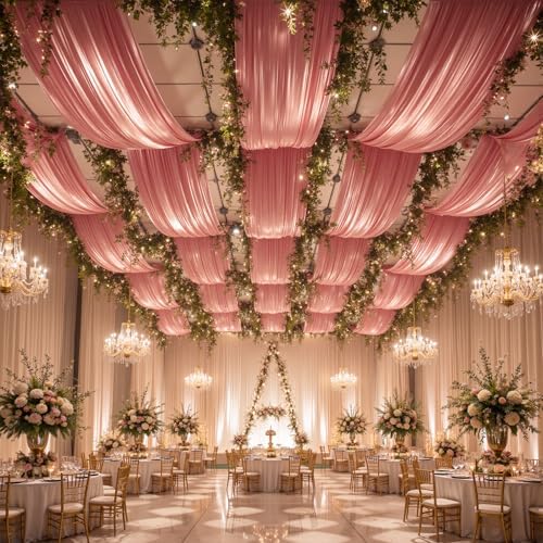 20ftx40ft Rose Gold Ceiling Curtain for Wedding Parties, alternate view 5