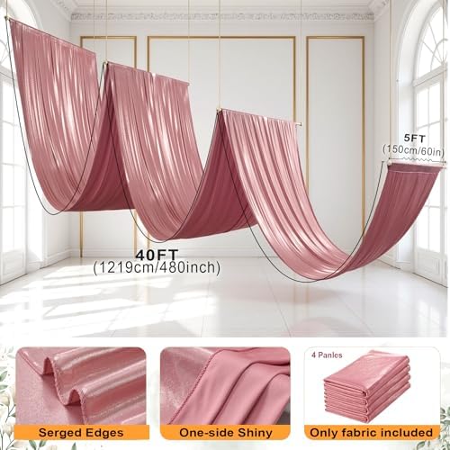 20ftx40ft Rose Gold Ceiling Curtain for Wedding Parties, alternate view 6