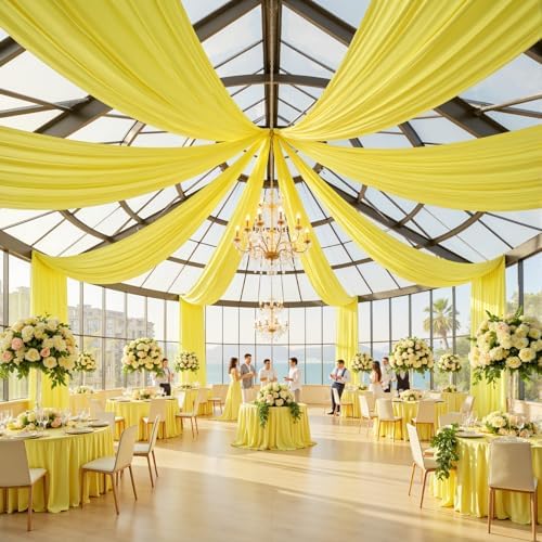 20ftx40ft Yellow Ceiling Curtain for Wedding Parties