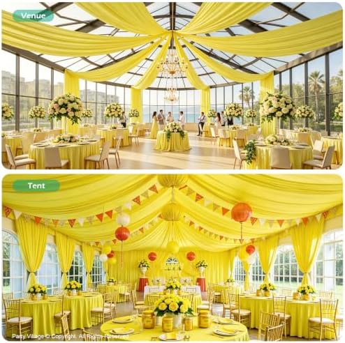 20ftx40ft Yellow Ceiling Curtain for Wedding Parties, alternate view 4