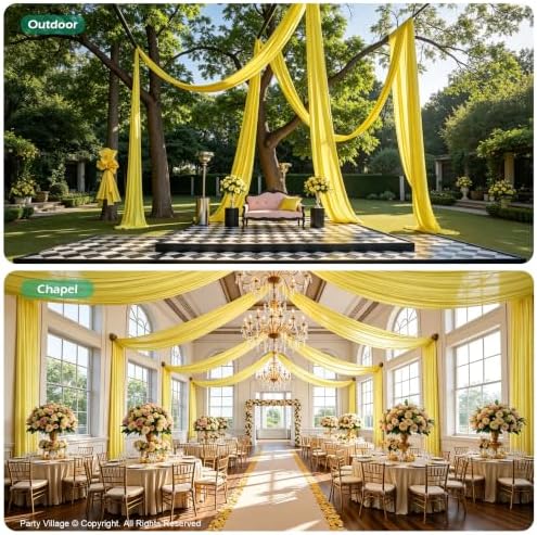 20ftx40ft Yellow Ceiling Curtain for Wedding Parties, alternate view 5