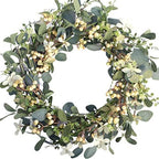 20Inch Artificial Eucalyptus Berry Wreath Green Leaf Eucalyptus Wreaths Spring Summer Wreath for Front Door