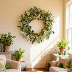 20Inch Artificial Eucalyptus Berry Wreath Green Leaf Eucalyptus Wreaths Spring Summer Wreath for Front Door, alternate view 4