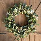 20Inch Artificial Eucalyptus Berry Wreath Green Leaf Eucalyptus Wreaths Spring Summer Wreath for Front Door, alternate view 5