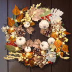 20Inch Thanksgiving Fall Wreath for Front Door with Light Autumn Wall Decor in Fall Wreaths
