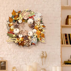 20Inch Thanksgiving Fall Wreath for Front Door with Light Autumn Wall Decor in Fall Wreaths, alternate view 5