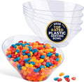 20oz Clear Plastic Serving Bowls (4 Pack) Medium Disposable Candy Dishes, Buffet Containers, Chips, Popcorn