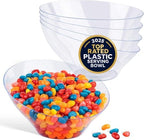 20oz Clear Plastic Serving Bowls (4 Pack) Medium Disposable Candy Dishes, Buffet Containers, Chips, Popcorn