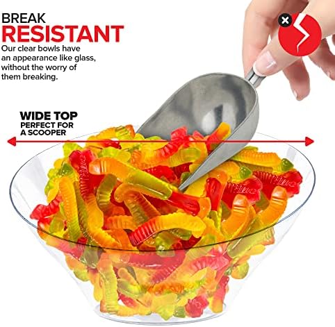 20oz Clear Plastic Serving Bowls (4 Pack) Medium Disposable Candy Dishes, Buffet Containers, Chips, Popcorn, alternate view 4