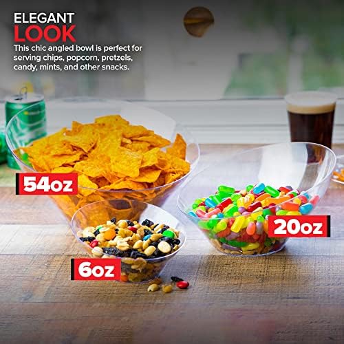 20oz Clear Plastic Serving Bowls (4 Pack) Medium Disposable Candy Dishes, Buffet Containers, Chips, Popcorn, alternate view 5
