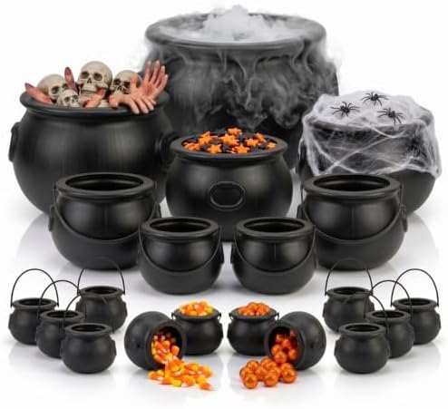 20Pc Cauldron Multi-pack, Black Witch Cauldron Bowl for Halloween Decor