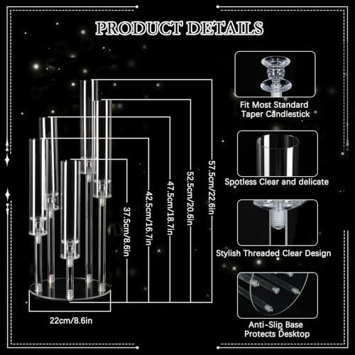 20PCS Acrylic Candlestick Holder for Table Centerpiece, 5 Arm Clear Candelabra Wedding Centerpiece with, alternate view 2