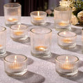 20pcs Assorted Ribbed Clear Votive & Tea Light Candle Holders, Glass Candle Holder for Table Centerpiece