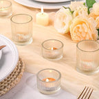 20pcs Assorted Ribbed Clear Votive & Tea Light Candle Holders, Glass Candle Holder for Table Centerpiece, alternate view 3