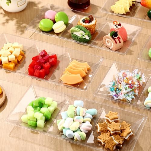 20pcs Clear 3 Section Serving Tray 15 x 7 in Plastic in Clear, alternate view 5