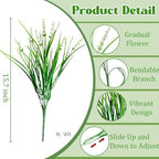 20Pcs Fake Plants Artificial Flowers Monkey Grass for Outdoors, UV Resistant Realistic White Artificial Plants, alternate