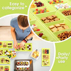 20pcs Green 3 Section Serving Tray Bulk Serving Dish Compartment Appetizer Tray Plastic Dessert Platter Divided, alternate
