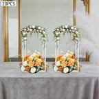 20PCs Metal Wedding Flower Vase, Gold Table Centerpiece Top Decoration Pillar Geometric Rack Flower Stand for, alternate view