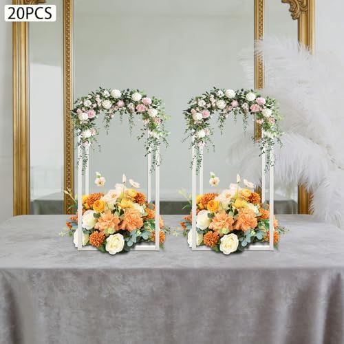 20PCs Metal Wedding Flower Vase, Gold Table Centerpiece Top Decoration Pillar Geometric Rack Flower Stand for, alternate view