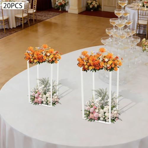 20PCs Metal Wedding Flower Vase, Gold Table Centerpiece Top Decoration Pillar Geometric Rack Flower Stand for, alternate view