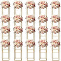 20PCs Metal Wedding Flower Vase, Gold Table Centerpiece Top Decoration Pillar Geometric Rack Flower Stand for