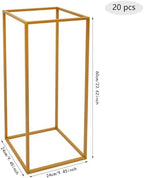 20PCs Metal Wedding Flower Vase, Gold Table Centerpiece Top Decoration Pillar Geometric Rack Flower Stand for, alternate view