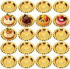 20PCS Mini Cake Trays, 3.74 Inch Gold Dessert Plates for Mini Cakes in Golden