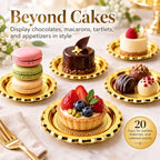 20PCS Mini Cake Trays, 3.74 Inch Gold Dessert Plates for Mini Cakes in Golden, alternate view 5