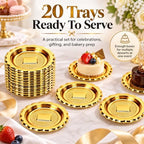 20PCS Mini Cake Trays, 3.74 Inch Gold Dessert Plates for Mini Cakes in Golden, alternate view 7