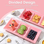 20pcs Pink 3 Section Serving Tray Bulk Serving Dish Compartment Appetizer Tray Plastic Dessert Platter Divided, alternate