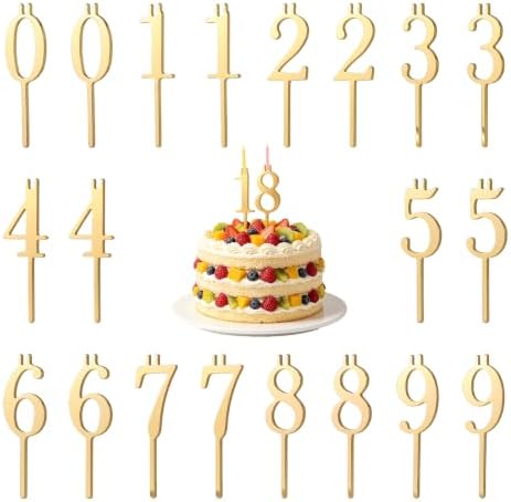 20pcs Reusable 0-9 Number Candle Holder Set (Gold-Colored) in Gold-colored