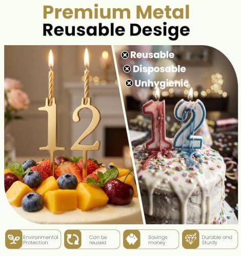20pcs Reusable 0-9 Number Candle Holder Set (Gold-Colored) in Gold-colored, alternate view 5