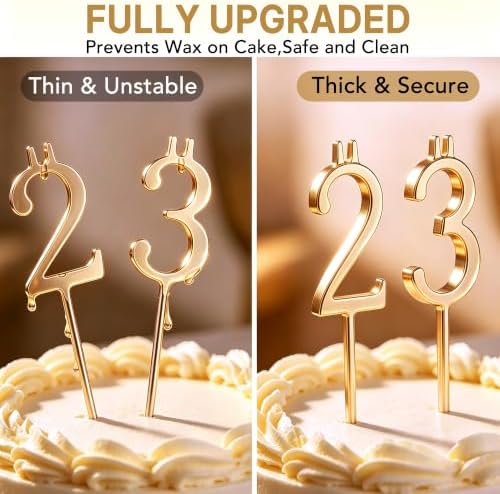 20PCS Reusable Number Candle Holder Set, Upgraded Thicker Metal Candle Stands for Birthday Cake, Cake Topper, alternate view