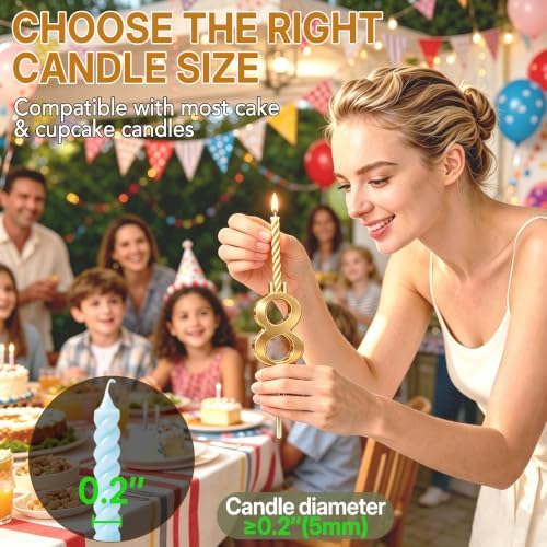 20PCS Reusable Number Candle Holder Set, Upgraded Thicker Metal Candle Stands for Birthday Cake, Cake Topper, alternate view