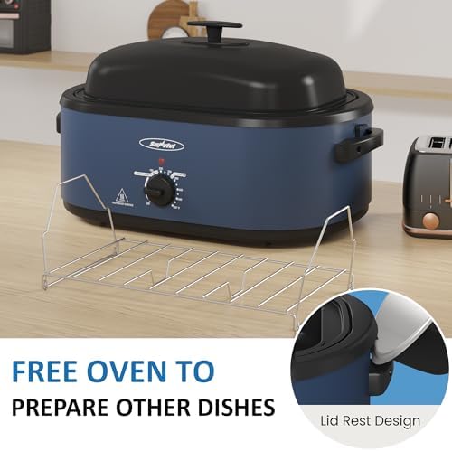 20QT Roaster Oven, Electric Roaster with 3 Compartments, Turkey Roaster Oven with Self-Basting Lid, Removable, alternate view