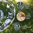 20th Anniversary Ornament - Heart Glass Wedding Gifts for Couple 2026 in Blue - 20th Anniversary, alternate view 3