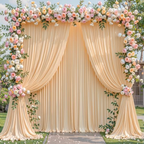 20x10 Dark Champagne Backdrop Curtain for Parties Wedding Baby Shower Wrinkle Free Photo Curtains Backdrop