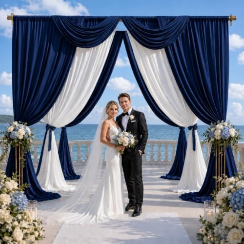 20x10 FT Navy Blue Backdrop Curtains for Weddings, Parties and Photo Booth in 20FT(W) x 10FT(H) in Navy Blue, alternate view