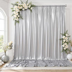 20X10 FT Silver Backdrop Curtain for Parties, Glitter Photo Backdrop Drapes, 4 Panels of 5x10 FT Wrinkle-Free