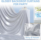 20X10 FT Silver Backdrop Curtain for Parties, Glitter Photo Backdrop Drapes, 4 Panels of 5x10 FT Wrinkle-Free, alternate view