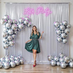 20X10 FT Silver Backdrop Curtain for Parties, Glitter Photo Backdrop Drapes, 4 Panels of 5x10 FT Wrinkle-Free, alternate view