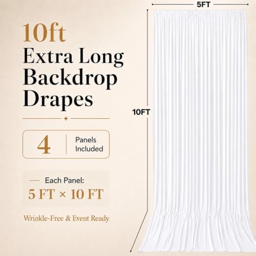 20x10 FT White Backdrop Curtains for Weddings, Parties and Photo Booths in 20FT(W) x 10FT(H) in White, alternate view 5