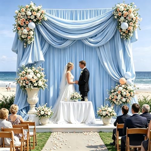 20x10 FT Wrinkle Free Baby Blue Backdrop Curtains for Wedding Parties, Soft Polyester Photo Backdrop Curtains, alternate view