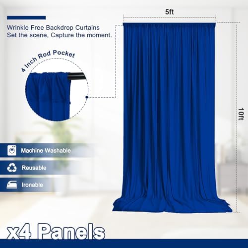 20x10 FT Wrinkle Free Royal Blue Backdrop Curtains for Wedding Parties, Soft Polyester Photo Backdrop Curtains, alternate