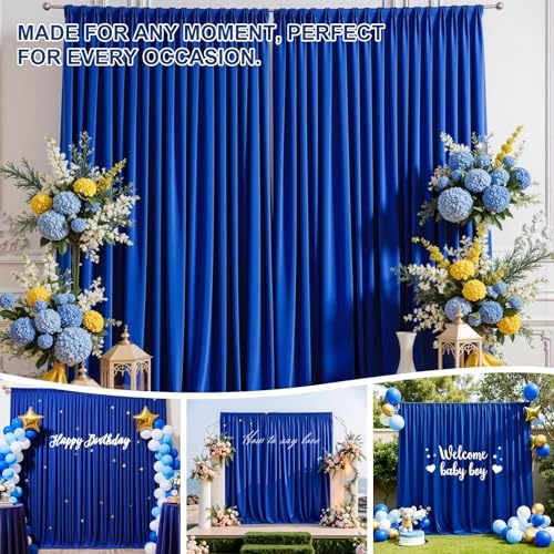 20x10 FT Wrinkle Free Royal Blue Backdrop Curtains for Wedding Parties, Soft Polyester Photo Backdrop Curtains, alternate