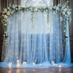 20x10ft Baby Blue Tulle Backdrop Curtain with Lights String for Parites, Sheer Backdrop Curtains for Wedding, alternate view
