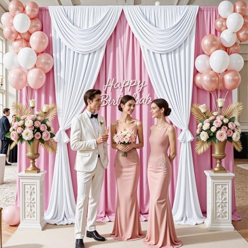 20x10ft Baby Pink Backdrop Curtains for Parties, 4 Panels 5x10ft Wrinkle-Free Polyester Background Curtains for, alternate