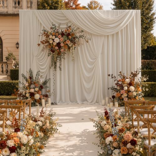 20x10FT Beige Backdrop Curtains, Polyester Back Drop for Parties in 20x10FT