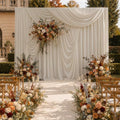 20x10FT Beige Backdrop Curtains, Polyester Back Drop for Parties in 20x10FT